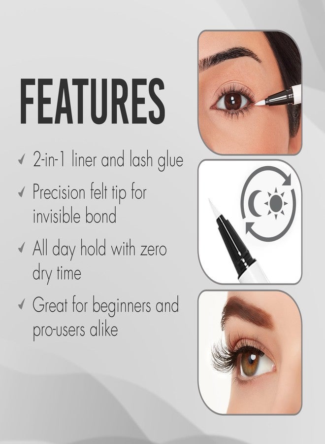 DUO Over & Under Lash Glue Liner – 2-in-1 Eyelash Adhesive and Eyeliner, Clear, Waterproof Long-Lasting Eyelash Glue Pen for Strip Lashes, 0.03 fl oz - Image 4